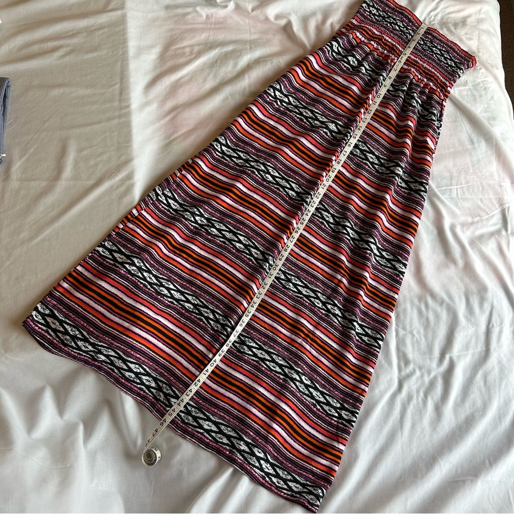 Feather Pattern Strapless Maxi Dress Bohemian Cas… - image 4